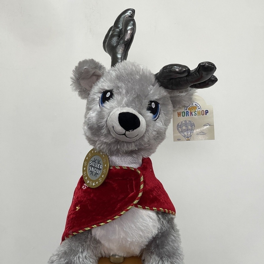 Build a Bear Workshop BABW Silver Snow Reindeer Plush Stuffed  Animal Gray White